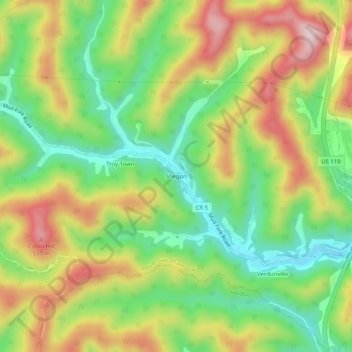 Shegon topographic map, elevation, terrain