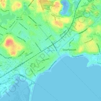 East Lynn topographic map, elevation, terrain