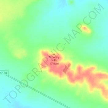 Mooney Hills topographic map, elevation, terrain