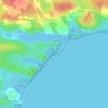 Clam Harbour Beach topographic map, elevation, terrain