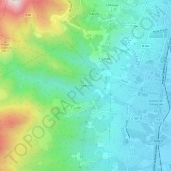 Paterno topographic map, elevation, terrain