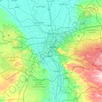 Al Roda Island topographic map, elevation, terrain