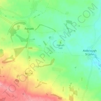 Stanwick St John topographic map, elevation, terrain