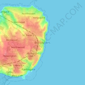 Broadstairs topographic map, elevation, terrain