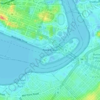 Point Fraser topographic map, elevation, terrain