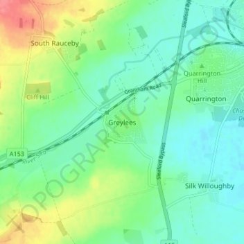 Greylees topographic map, elevation, terrain