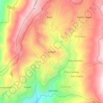 Guapan topographic map, elevation, terrain