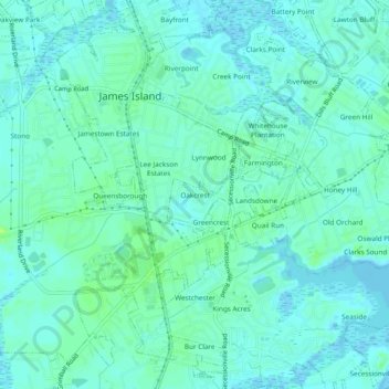 Oakcrest topographic map, elevation, terrain