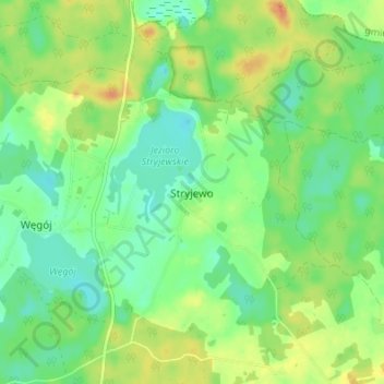 Stryjewo topographic map, elevation, terrain