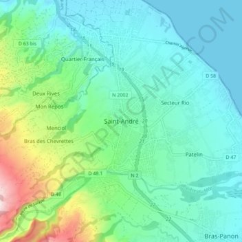 Saint-André topographic map, elevation, terrain