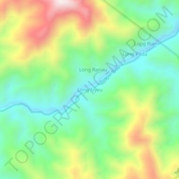Long Nyau topographic map, elevation, terrain