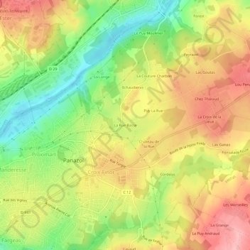 La Rue Basse topographic map, elevation, terrain