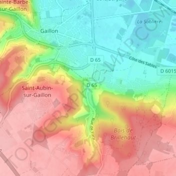 Jeufosse topographic map, elevation, terrain