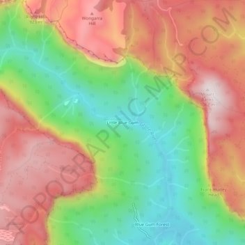 Little Blue Gum topographic map, elevation, terrain