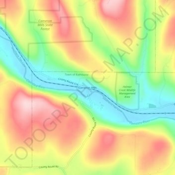Cameron Mills topographic map, elevation, terrain