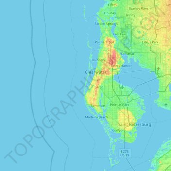 Sand Key topographic map, elevation, terrain