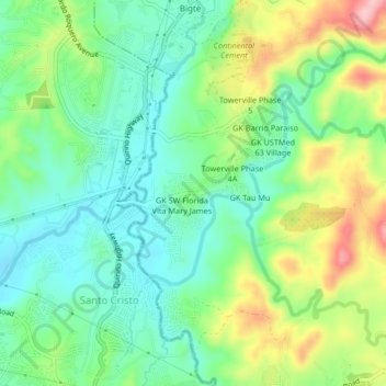 Towerville Phase 1A topographic map, elevation, terrain