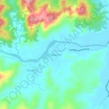 Pandanon topographic map, elevation, terrain