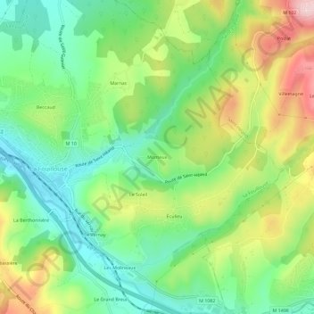 Monteux topographic map, elevation, terrain