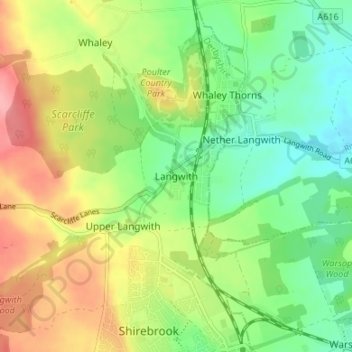 Langwith topographic map, elevation, terrain