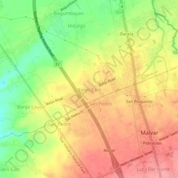 Banjo East topographic map, elevation, terrain