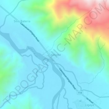 Calabasa topographic map, elevation, terrain