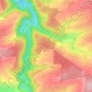 Spieß topographic map, elevation, terrain
