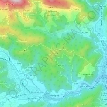 Montgrand topographic map, elevation, terrain