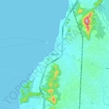 Si Racha topographic map, elevation, terrain
