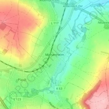 Miesenheim topographic map, elevation, terrain