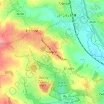 Marlpool topographic map, elevation, terrain