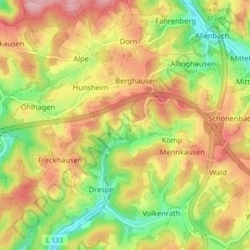 Pettseifen topographic map, elevation, terrain