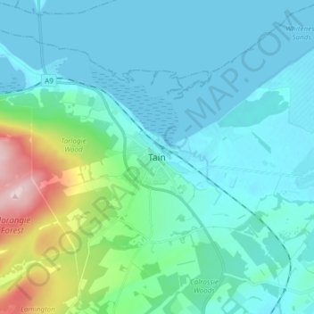 Tain topographic map, elevation, terrain