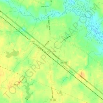 Disputanta topographic map, elevation, terrain
