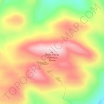 Three Ponds Mountain topographic map, elevation, terrain