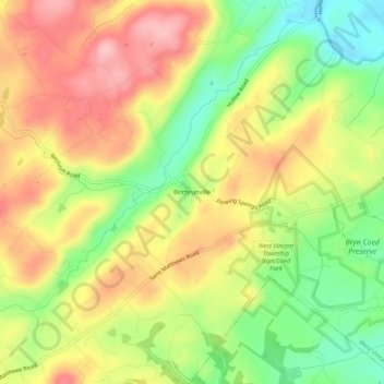 Birchrunville topographic map, elevation, terrain