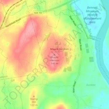 Mount Hermon topographic map, elevation, terrain
