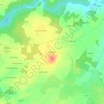Montaigu topographic map, elevation, terrain