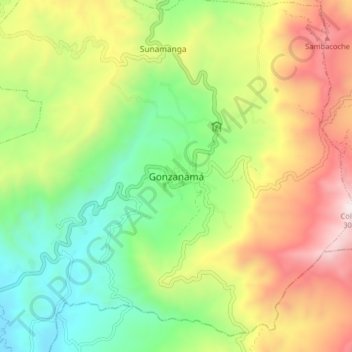 Gonzanamá topographic map, elevation, terrain