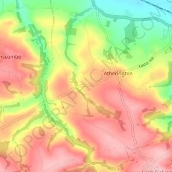 Eastacombe topographic map, elevation, terrain