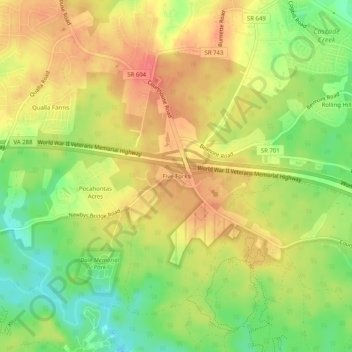 Five Forks topographic map, elevation, terrain