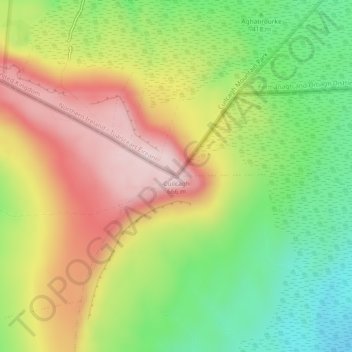 Cuilcagh topographic map, elevation, terrain