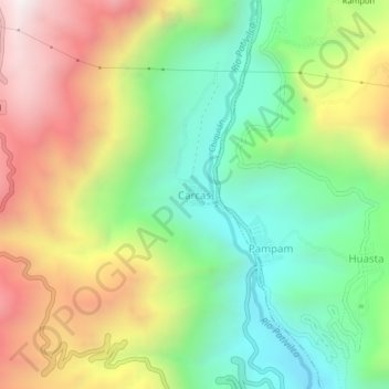 Carcas topographic map, elevation, terrain