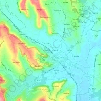 Mauriolles Gachelles topographic map, elevation, terrain