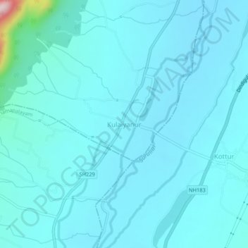Kulaiyanur topographic map, elevation, terrain
