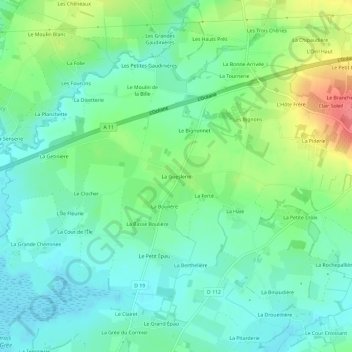 La Gueslerie topographic map, elevation, terrain