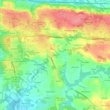 Keromen topographic map, elevation, terrain
