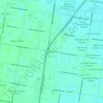 Gomez Colonia topographic map, elevation, terrain