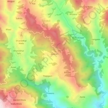 Androli topographic map, elevation, terrain