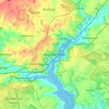 Woodbridge topographic map, elevation, terrain
